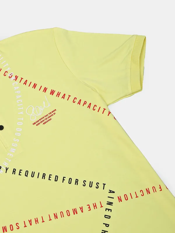 My Mera printed neon yellow cotton t shirt