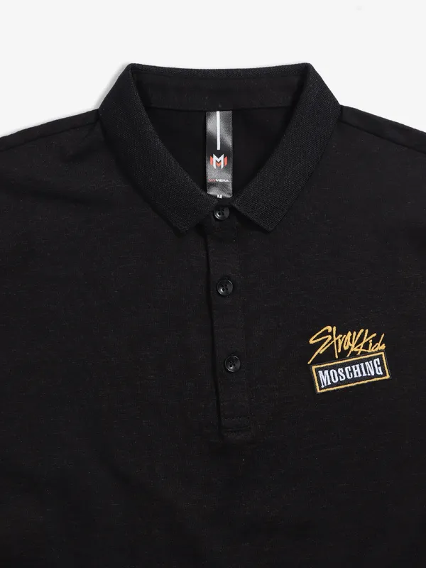 Mymera black cotton polo t shirt