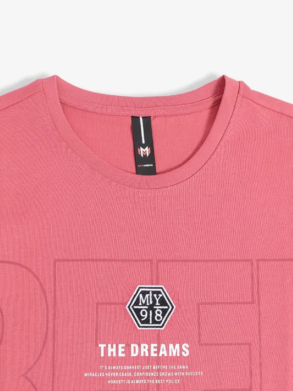 Mymera coral pink printed t shirt