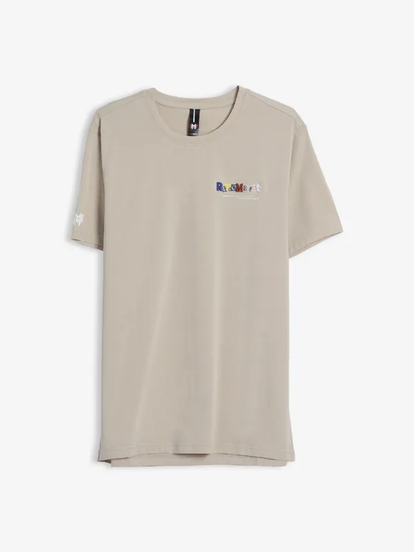 Mymera cotton beige round neck t shirt
