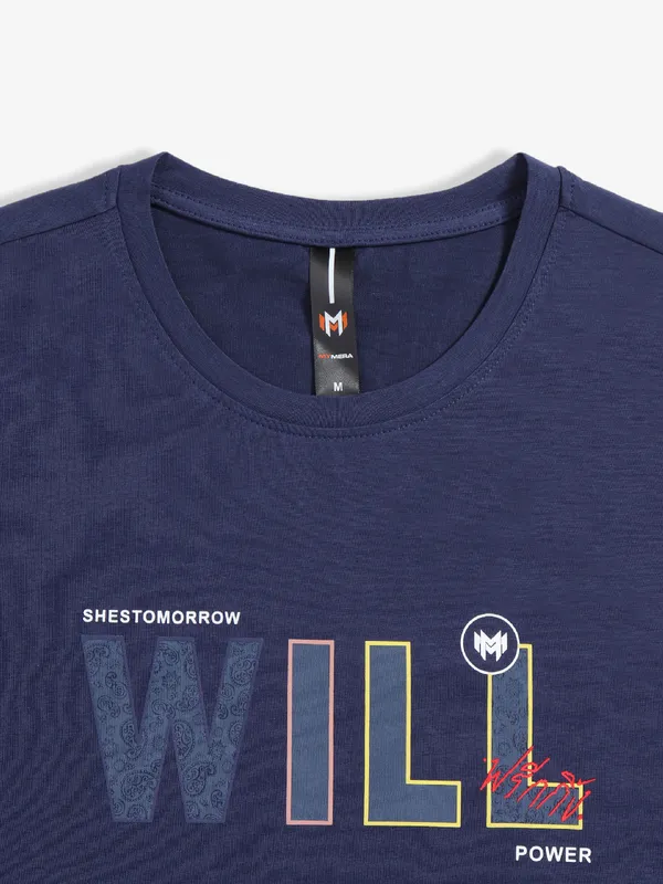 Mymera cotton navy slim fit t shirt