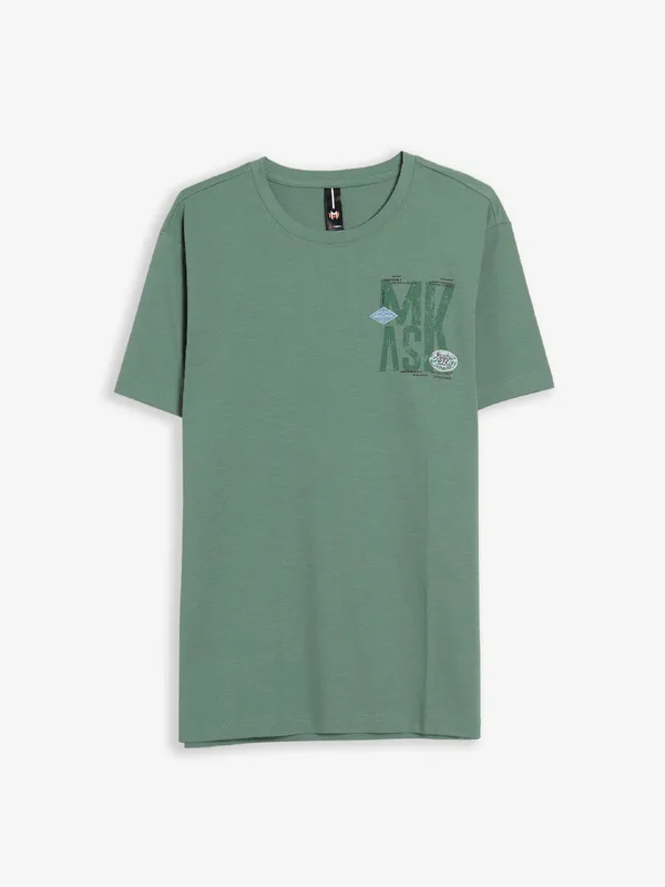 Mymera cotton printed green t shirt