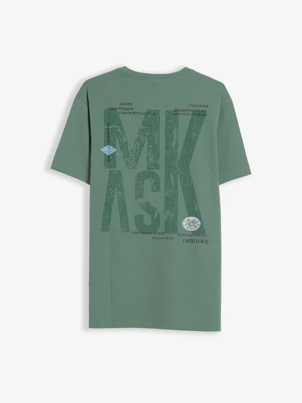 Mymera cotton printed green t shirt