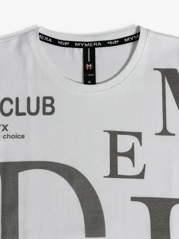 Mymera cotton printed t shirt in white