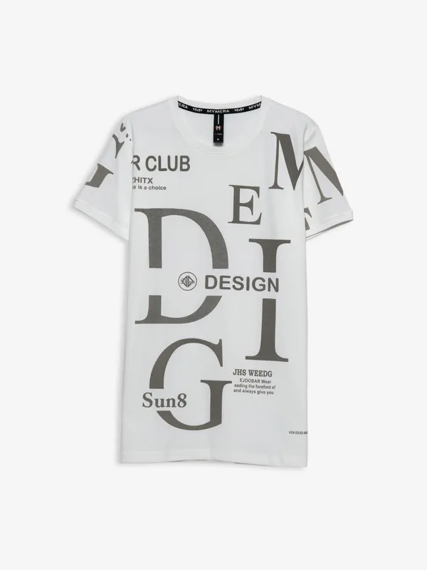 Mymera cotton printed t shirt in white