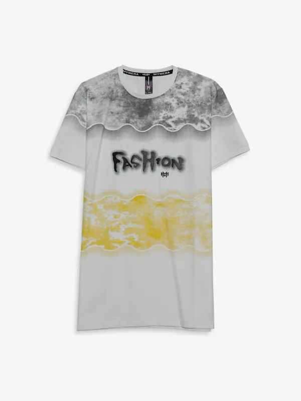 Mymera cotton white printed t shirt
