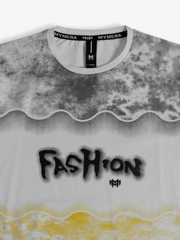 Mymera cotton white printed t shirt