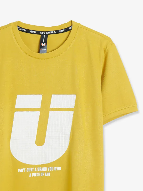 Mymera mustard yellow printed t shirt