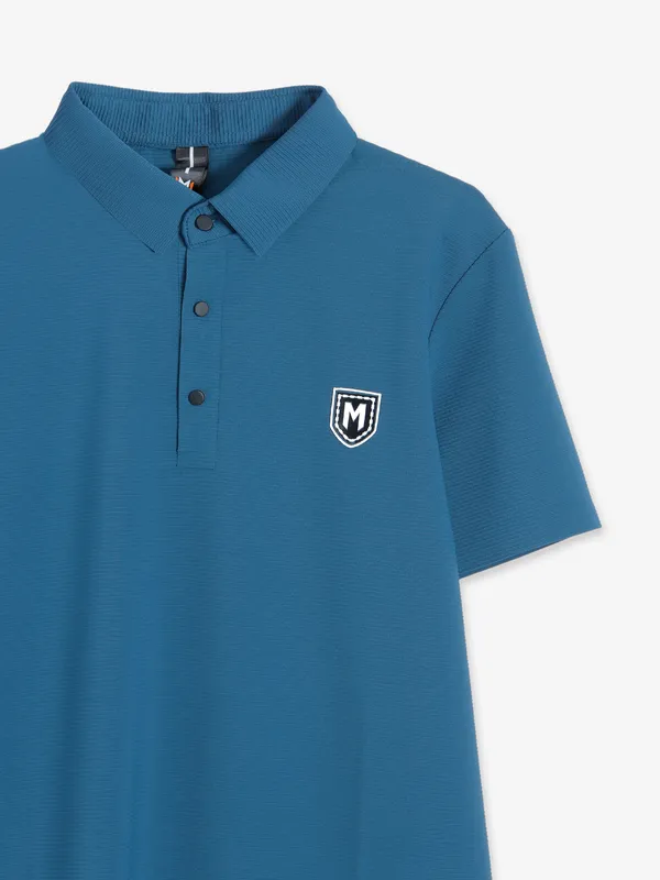 Mymera plain blue cotton polo t shirt