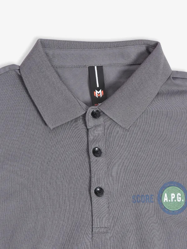 Mymera plain grey cotton polo t shirt