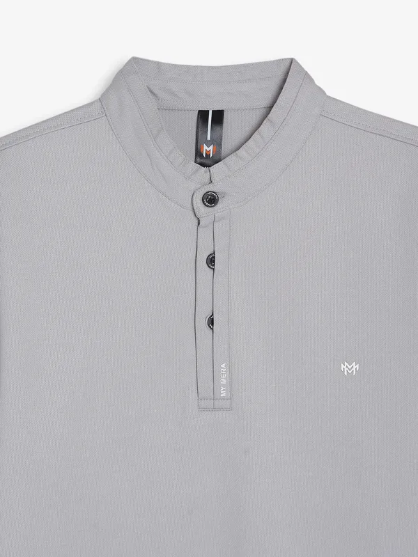 Mymera plain grey cotton slim fit t shirt