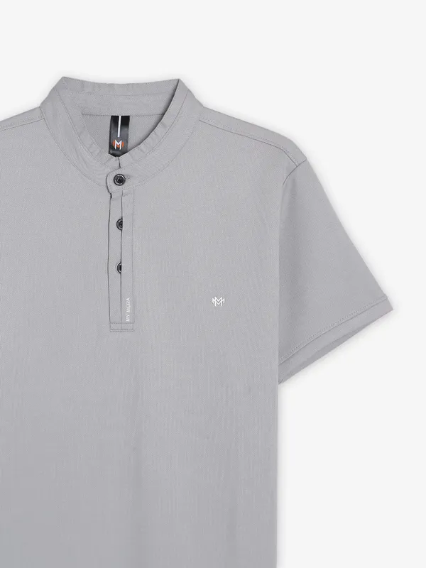 Mymera plain grey cotton slim fit t shirt