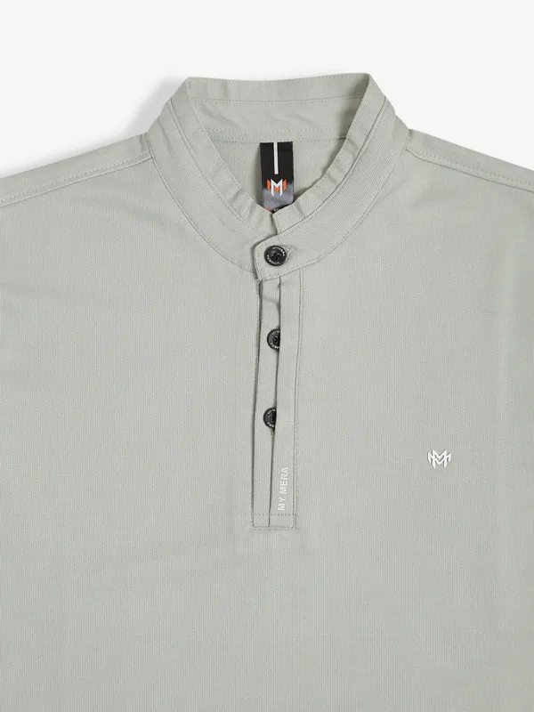 Mymera sage green plain cotton t shirt