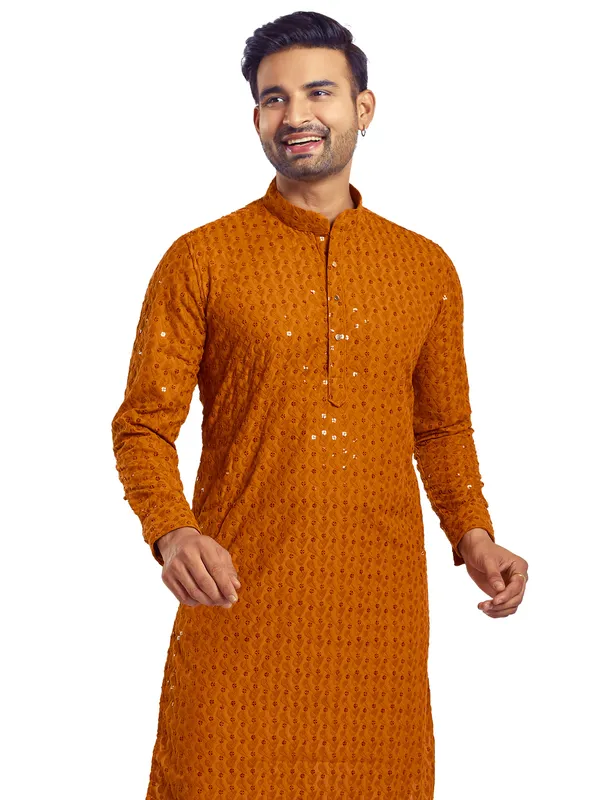 Classy orange georgette kurta