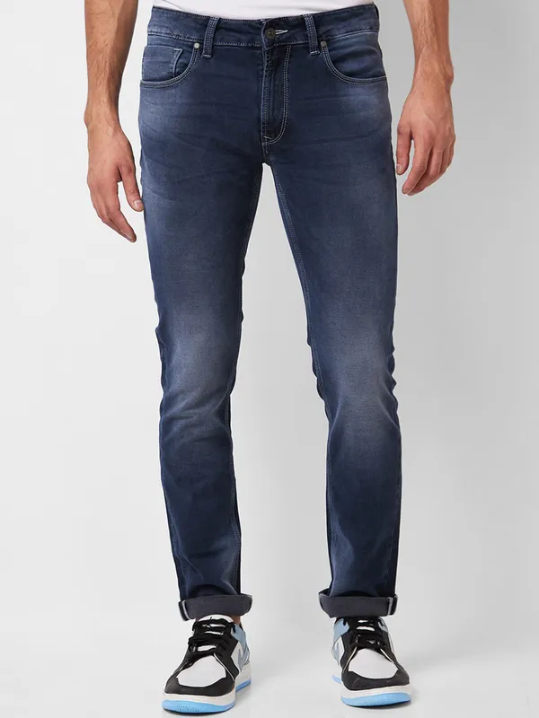 SPYKAR blue washed regular fit jeans