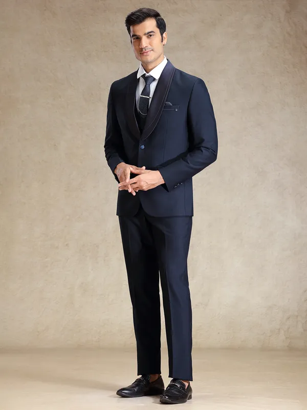 Navy 5 pcs coat suit for cocktail party