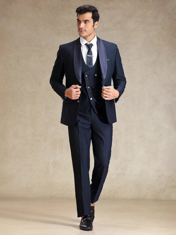 Navy 5 pcs coat suit for cocktail party