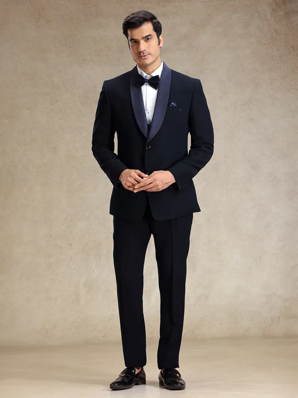 Navy 5 pcs polyster tuxedo suit for party