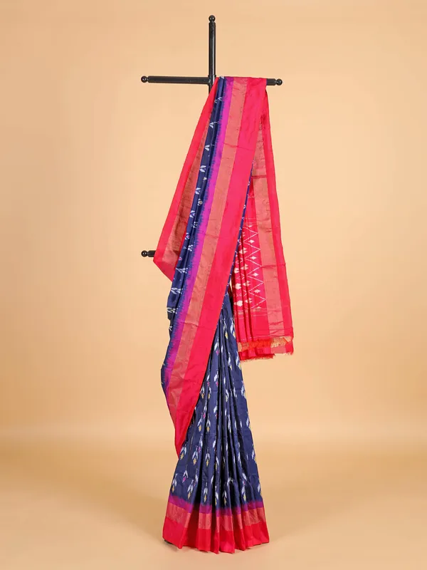 Navy and red patola silk printed saree