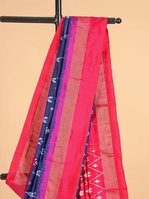Navy and red patola silk printed saree