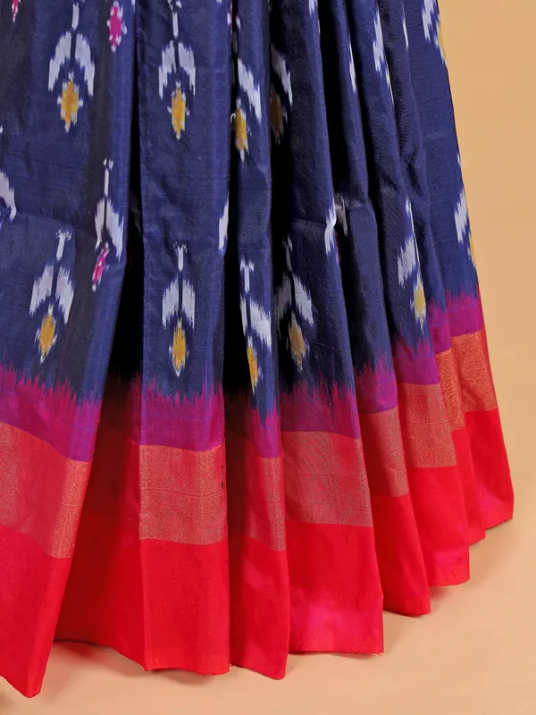 Navy and red patola silk printed saree