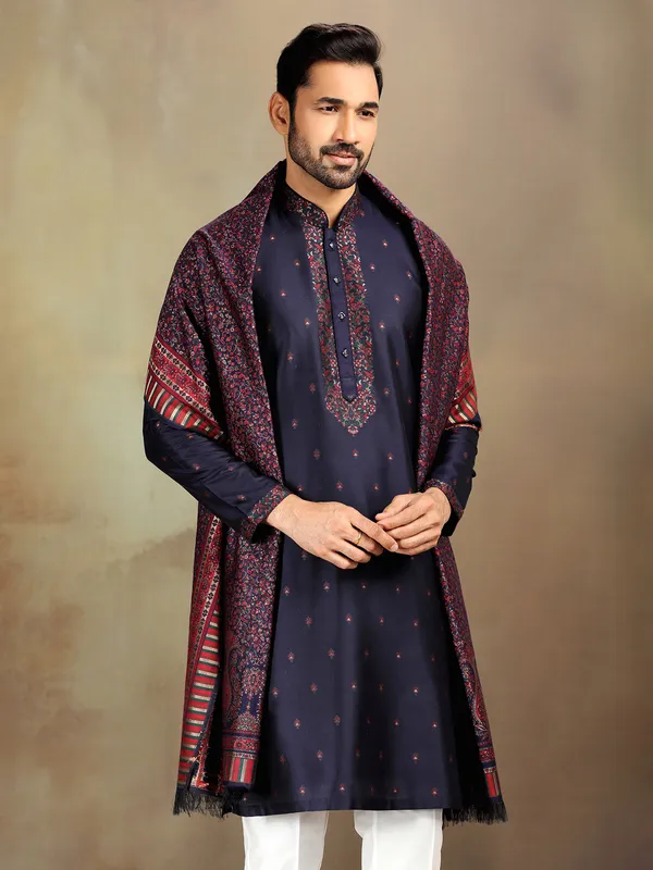 Navy banarasi kurta set for grand events