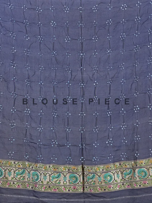 Navy bandhej silk saree with unstitched blouse