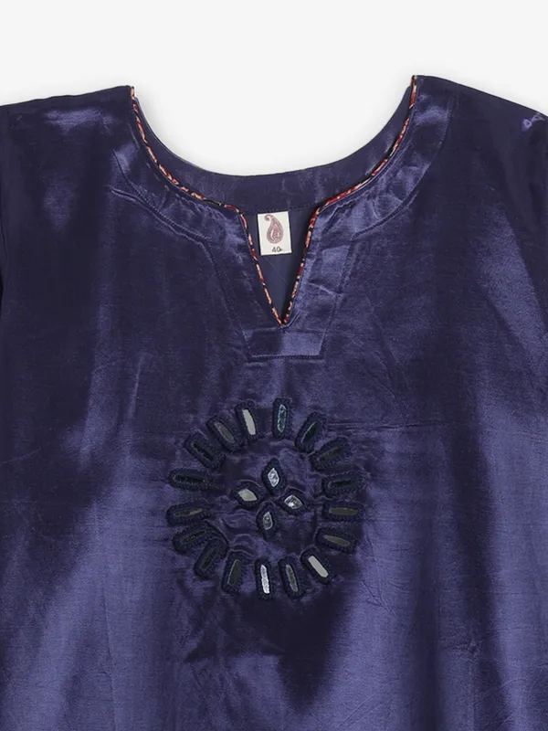 Navy blue cotton silk kurti for women
