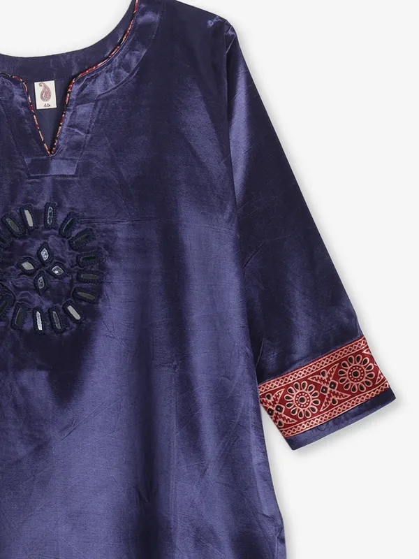 Navy blue cotton silk kurti for women