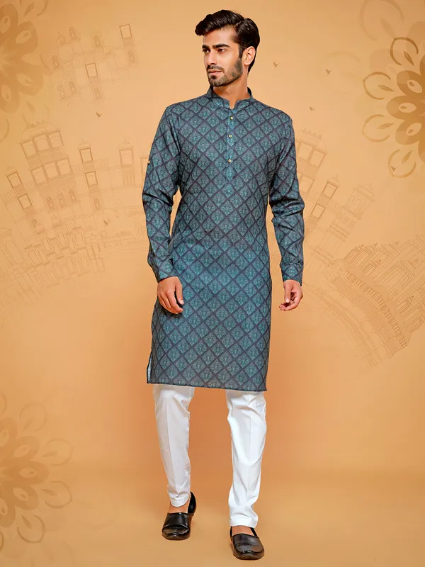 Navy Blue Kurta Pajama for Men