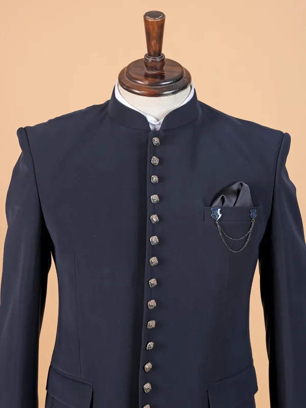 Navy blue reception style jodhpuri suit