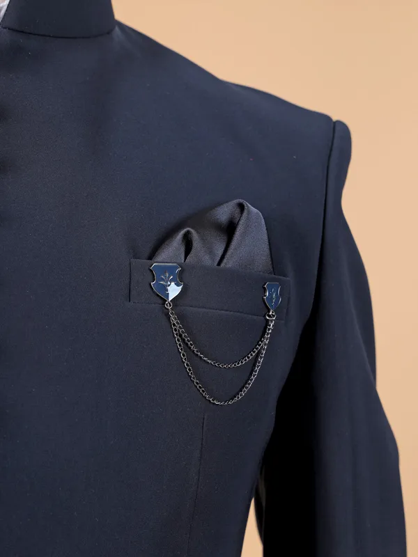 Navy blue reception style jodhpuri suit