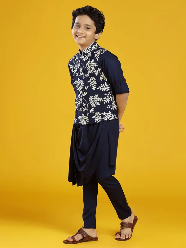 Navy boys silk waistcoat set for wedding