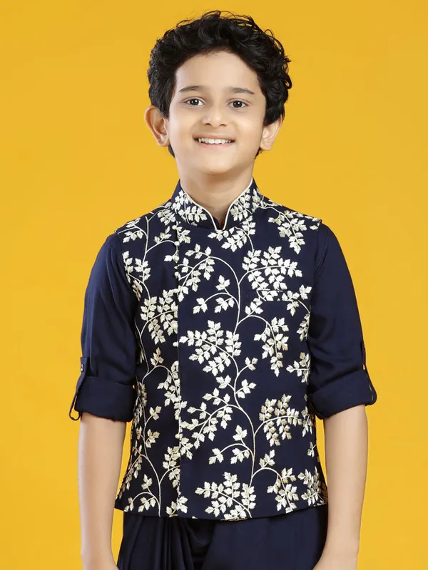 Navy boys silk waistcoat set for wedding