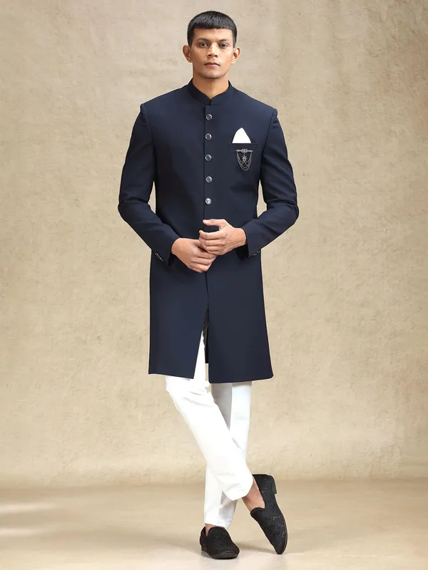 Navy charming indo western for reception