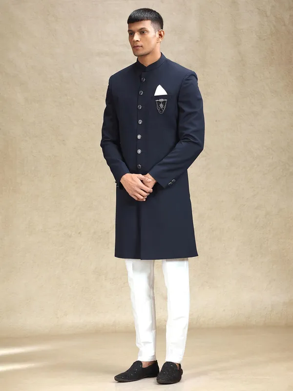 Navy charming indo western for reception