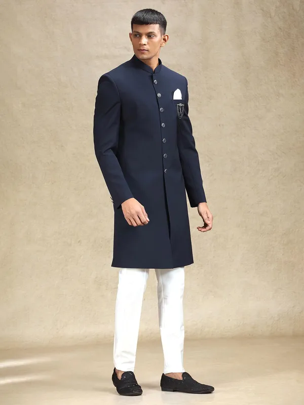 Navy charming indo western for reception