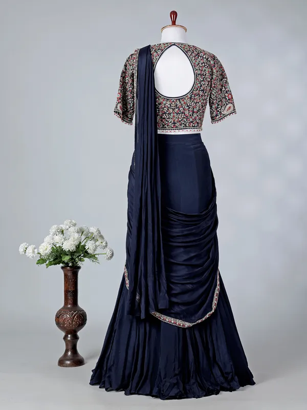Navy chiffon silk designer lehenga choli with dupatta
