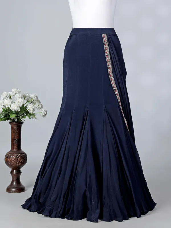 Navy chiffon silk designer lehenga choli with dupatta