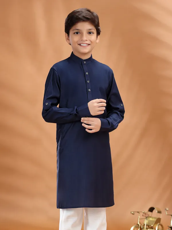 Navy cotton kurta for boys special occasion