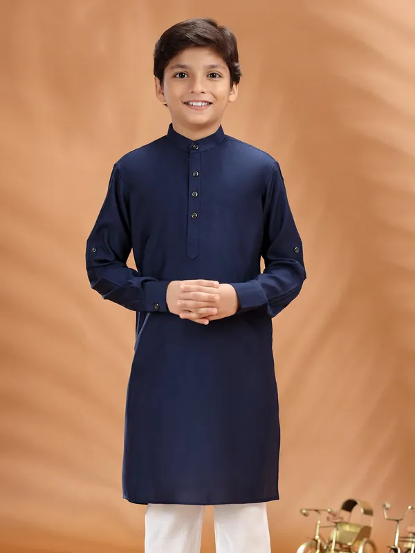 Navy cotton kurta for boys special occasion