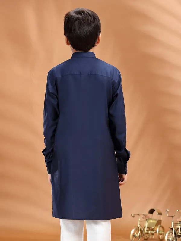 Navy cotton kurta for boys special occasion