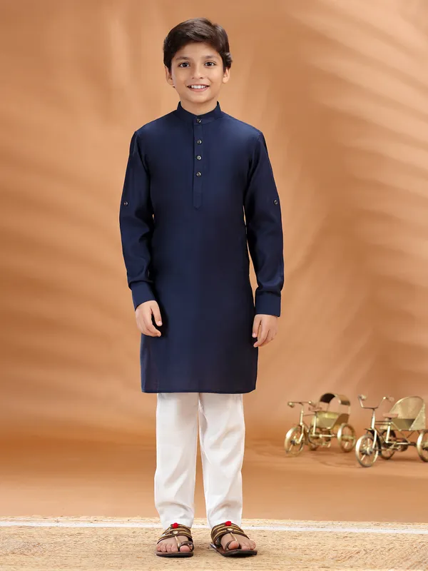 Navy cotton kurta pant set