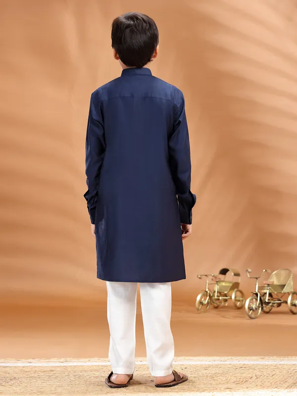 Navy cotton kurta pant set