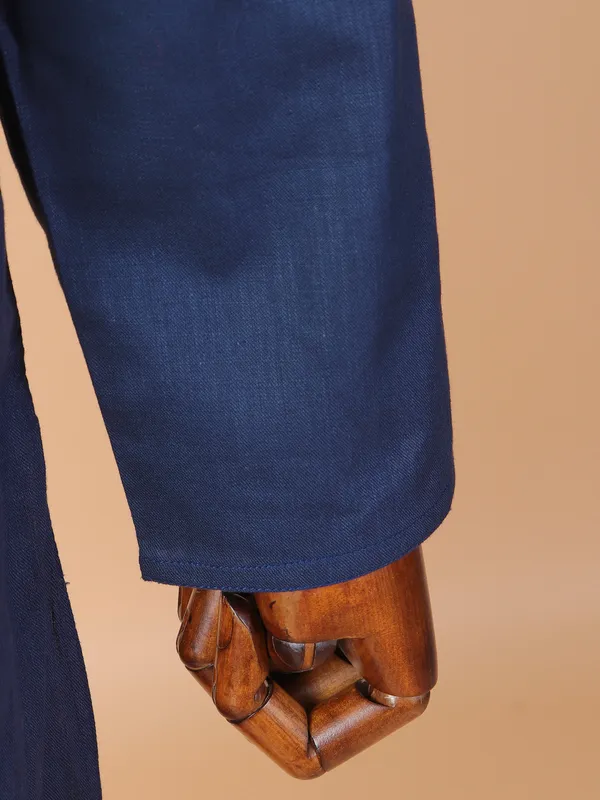 Navy cotton plain kurta suit