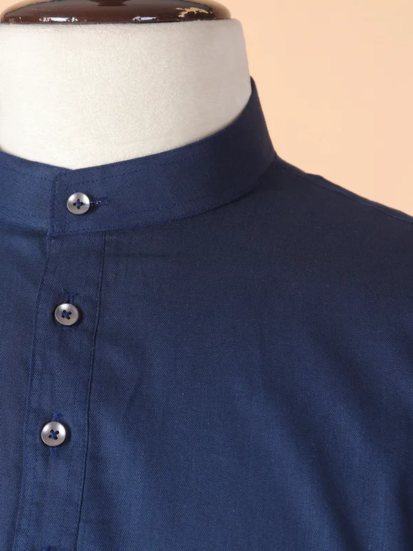 Navy cotton plain kurta suit
