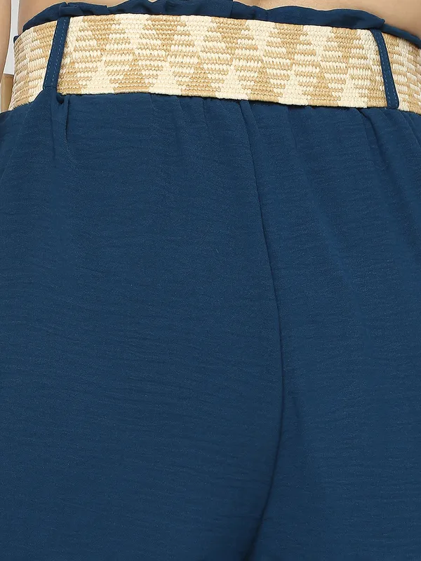 Navy cotton plain palazzo for women
