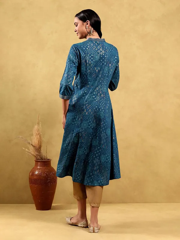 Navy cotton silk kurti for women
