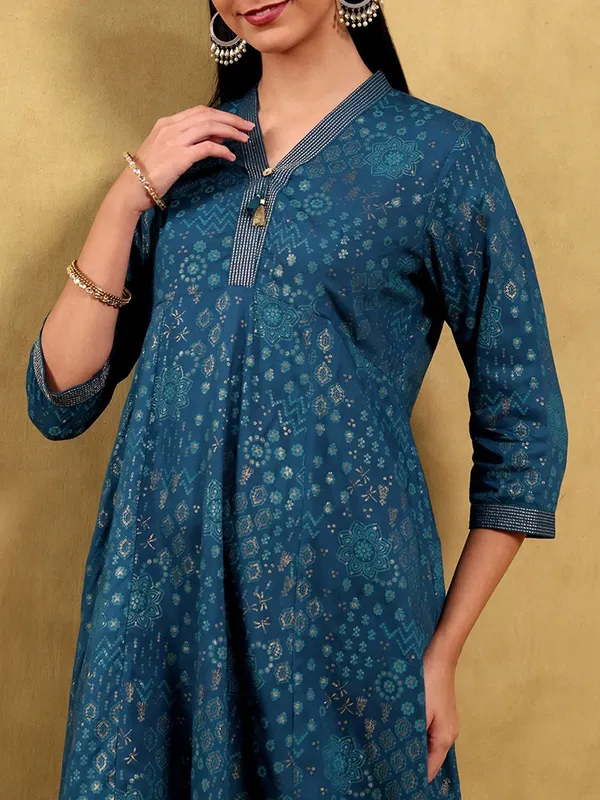 Navy cotton silk kurti for women