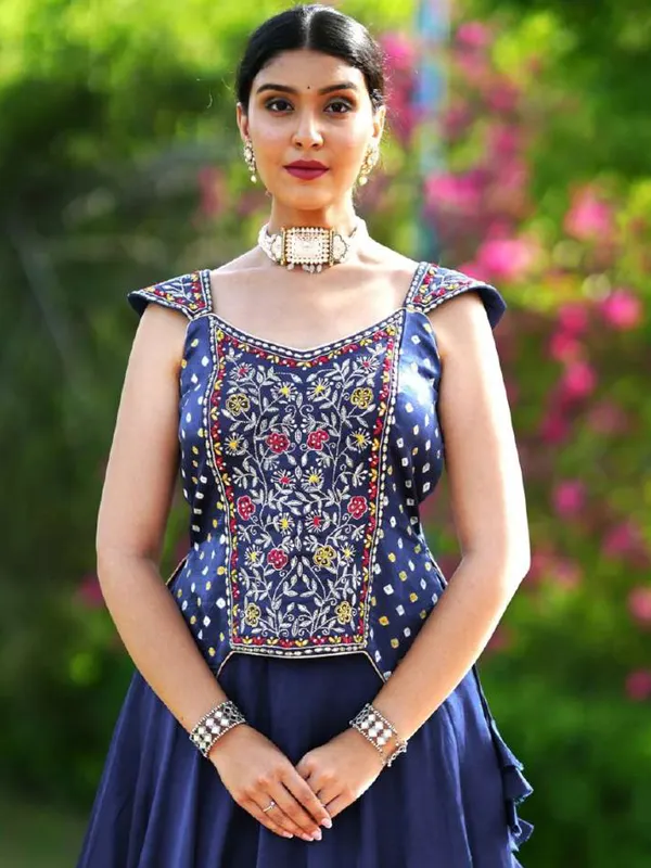 Navy cotton silk navratri chaniya choli